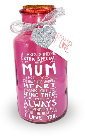 Xpressions Message of Love Light Up Jar Mum | Birthday Unisex | Home Décor | 2 x AA, Pink, 8x8x17cm, (67159)