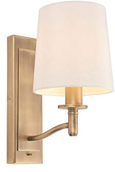 Endon 70246 Ortona 1 Light Wall Light In Matt Antique Brass With White Faux Silk Shade