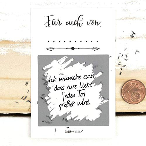 Geschenk für Brautpaar, Rubbellos, Rubbelkarten, Wünsche zur Hochzeit, Überraschung, Weiß