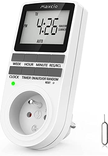 Programmierbare Steckdose, digital, Maxcio Zeitschaltuhr, wöchentlich, mit LCD-Display, Timer Steckdose 12H/24H/7Tage, energiesparend für Haushaltsgeräte und Beleuchtung (1 Pack)