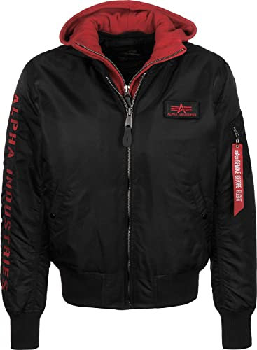 ALPHA INDUSTRIES Herren MA-1 D-Tec SE Bomberjacke, Black/Red, M