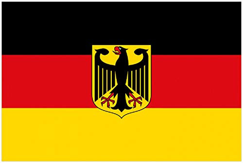 Wallario Poster - Deutsche Flagge mit Wappen in Premiumqualität, Größe: 100 x 150 cm XXL-Poster