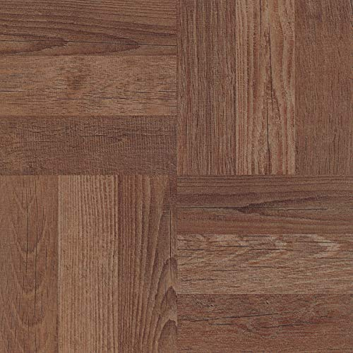 FloorPops Brown Parquet Peel and Stick Floor Tiles, Brown Parquet Removable Vinyl Flooring, Self Adhesive Floor Tiles for Kitchen Bathroom Entryway