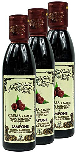 Giuseppe Giusti - Confezione da 3 Aceto Balsamico di Modena IGP Lampone in flacone da 250 ml - tradizionale aceto balsamico italiano