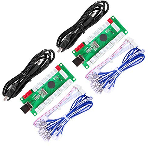 Fosiya Codificador USB Zero Delay Arcade PC a Joystick para proyectos Windows & Linux & MAME & Raspberry Pi Retropie (2 Player 5pin Joystick + Happ Style Buttons)