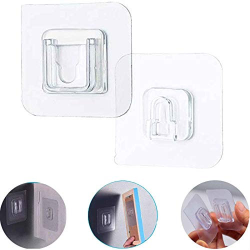 New Double-Sided Adhesive Wall Hooks 20 Pairs,Punch-Free Magic Hooks Reusable Snap Button Transparent Kit,Heavy-Duty Seamless Adhesive Hook for Bathroom and Kitchen