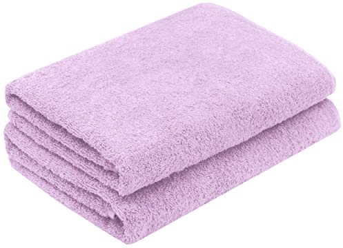 ZOLLNER 2er Set Duschtücher - weiche und saugstarke Handtücher - waschbar bis 95°C - Baumwolle - 70x140 cm in Flieder