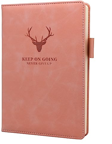 Earning Power Liniertes Notizbuch, Tagebuch, 360 Seiten, mit Stiftschlaufe, Hardcover-Schreib-Notizbücher, perfekt für Büro, Zuhause, Schule, Geschäft, Schreiben und Komposition, Rosa, A5