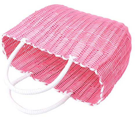 Korb Geflochten Gross Mit Henkel Einkaufskorb Handed By Handgewebt ，Shopper Geflochten Tasche Aus Kunststoff Für Spielzeug Wäsche Picknick Gemüse