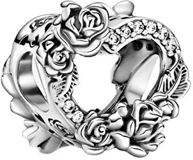 XIAOLW - Ciondolo in argento Sterling 925 con ciondolo a forma di fiore di rosa