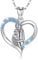 INFUSEU Kette Herz Mutter Tochter, 925 Silber Mama Tochter Umarmung Blauer Zirkonia Anhänger Schmuck Geschenke Für Werdende Mütter Oma