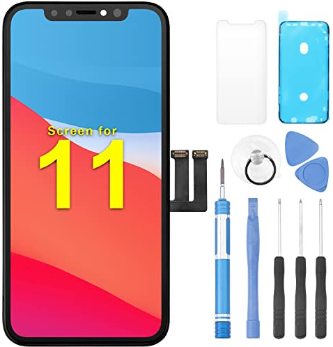 QDPARTS Pantalla para iPhone 11 6.1 Pulgadas Reemplazo, Pantalla LCD Táctil, Compatible con Reemplazo de Pantalla LCD iPhone 11, Herramienta de Reparación Completa y Adhesivo Impermeable