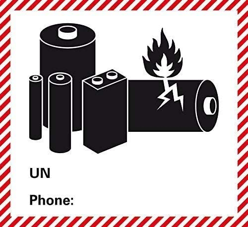Gefahrgutetiketten - Transportaufkleber - Klasse UN 3480/3481 / 3090/3091 etc. - Lithium-Ionen-Batterien - ohne Telefonnummer ohne UN Nr. - zum selbstbedrucken/aufkleben - 120 x 11 mm (100)