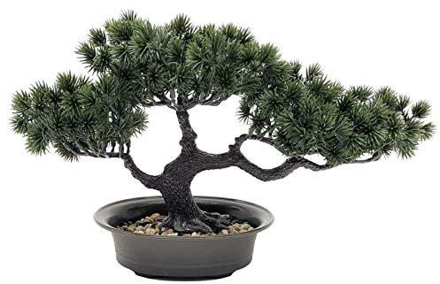 AIVORIUY Árbol de Bonsái Artificial, Planta Artificial en Maceta, Plástico Planta de Pino Japonés 19 cm de Altura para Decoración de Hogar Pantalla de Escritorio Mesa Casa Oficina Balcón Ventana Salón