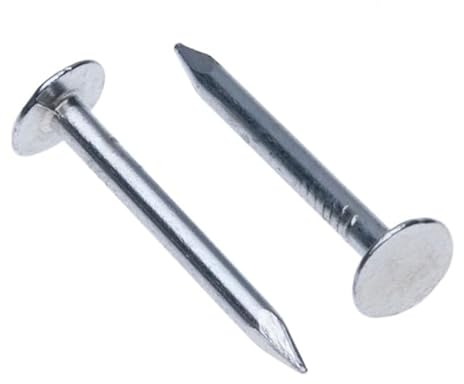 Chiodi per Tetto 25 mm (Confezione da 100) Clout Chiodi per Coperture Zincato Placcato con Testa Extra Large per il Fai da Te e l'artigianato, Decorazione della Casa, Mobili e Costruzioni Taglia