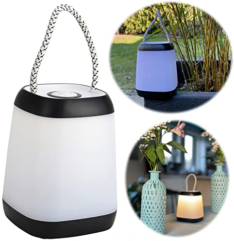 LS-LebenStil LED Campinglampe 12x9cm - Schwarz Weiß - Tragbare Kabellose Laterne - 3 Leuchtmodi - Camping-Leuchte Gartenlaterne Windlicht LED-Laterne für Camping, Garten, Party Zeltlampe