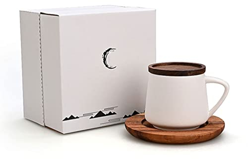 ZOGBX 14.08 oncia Tazza,Tazza da caffè in Ceramica con Manico,con Coperchio,Tazza da tè in Porcellana Inglese,Fiore Tazza di tè,Semplice Set di tè in Ceramica Inglese,Tazza di Grande capacità