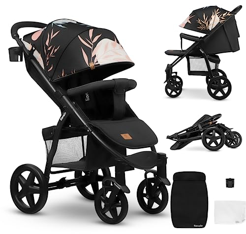 LIONELO Annet Plus Buggy bis 22 kg mit Liegefunktion, Kinderwagen klein zusammenklappbar mit Zubehör, Eva-Schaum-Räder, Moskitonetz, Fußdecke Getränkehalter, Korb