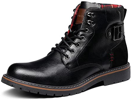 Bruno Marc Stivali da Moto Uomo con Lacci Classici Chukka Boots Biker Scarpe Casual Cerniera Combattimento Tattici Anfibi Stivaletti,Size 40,Nero,SBBO2215M-E