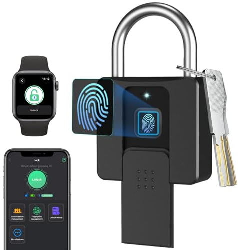 Cadenas à clé avec application Bluetooth à empreintes digitales - Cadenas à combinaison eLinkSmart : grand cadenas pour portail de camion, casier de gym, casier d'extérieur étanche et résistant -