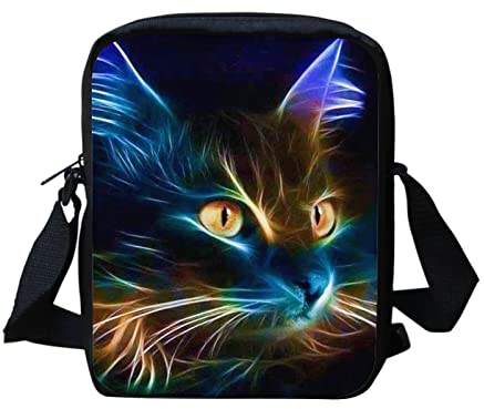 Binienty Kleine Umhängetasche für Damen und Mädchen, leichte Kuriertaschen mit verstellbarem Schultergurt, Galaxy Cat, Einheitsgröße