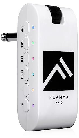 FLAMMA Guitar Headphone Amp Portable with 28 Drum Grooves 14 Built-in Effects 14 Amplifier Models 5 Tone Colors Support Bluetooth USB Audio Recording and Playback OTG Function Home Practice