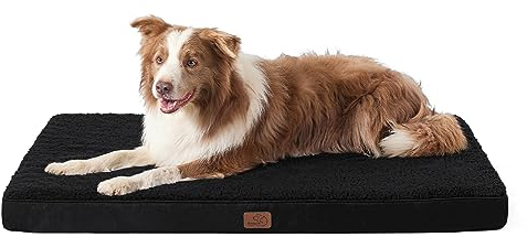 BEDSURE orthopädisches Hundebett Grosse Hunde - 112x81x7.6cm Hundekissen flauschig Hundematte waschbar Hundematratze in schwarz für große Hunde