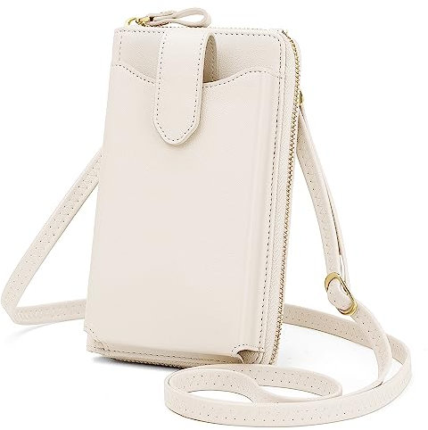 Peacocktion Kleine Handytasche zum Umhängen Damen, Umhängetasche Multifunktionale Geldbörse Schultertasche mit Vielen Fächern und Kartenfächer, Handtasche Damen umhängetasche, A1-Beige