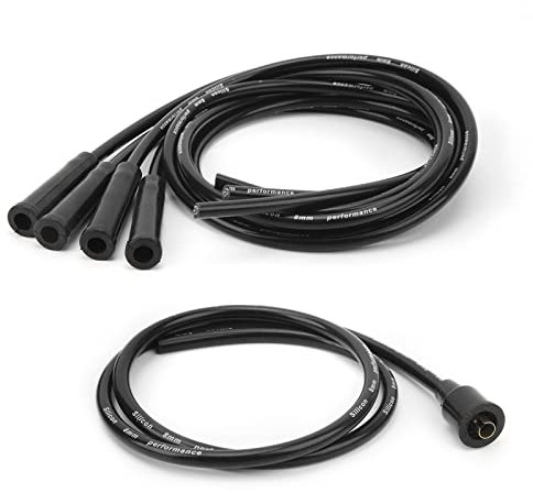 Cavo di Accensione, Cavo per Candela 8 Mm, Lunghezza 1 M, Set di Cavi per Candele di Accensione Stabile Ad Alta Efficienza per Auto D'epoca a 4 Cilindri (Nero)
