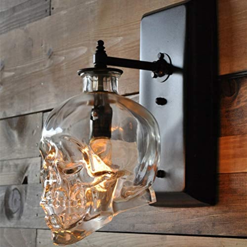 Skelett-Wandlampe Im Vintage-Landhausstil, Totenkopf-Licht, Handgefertigtes Totenkopf-Nachtlicht für Halloween, Antike Dekorative Loft-Bar, (A)