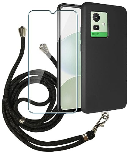 Xiangyun Coque pour Cubot Note 50 Cover + 1 X Film de Verre Trempé Protection écran + 1X Telephone Portable Collier de Longe- Silicone Bumper Noir TPU Souple Housse Etui Protection Case