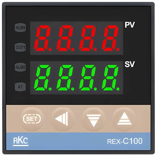 Retoo Digital Temperaturregler REX-C100, LED Temperaturthermostat -50-110 Celsius, Programmierbar, 1m Sonde, Alarm, Temperatursensor, AC 230V, Thermostat, Controller, LCD Display, Thermostatschalter