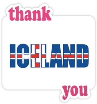 Island-Flaggen-Aufkleber mit Aufschrift Thank You