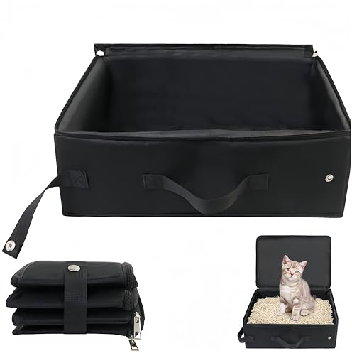 HJYDGJ Faltbare Tragbare Katzentoilette Katzentoilette Reise Faltbar Katzenklo wasserdichte Katzentoiletten Tragbare Katzentoilette Katzentoilette Reise - Schwarz