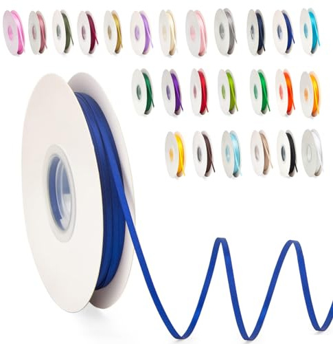 Satinband Königsblau 3mm,91m Satinbänder Schleifenband Dekoband Doppelseitig Geschenkband Geschenkverpackung Bänder zum Luftballons Blume Handgefertigt Wide Satin Ribbon 0.3CM for Wedding Car