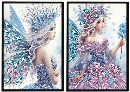 DCIDBEI 2 Pack Diamond Painting Notizbücher Engel A5 Blanko Malen nach Zahlen Tagebuch Buch Elfe Kunst Diamond Painting Skizzenbuch Notizbuch Fee Geburtstagsgeschenk für Mädchen Freizeit 50 Blätter