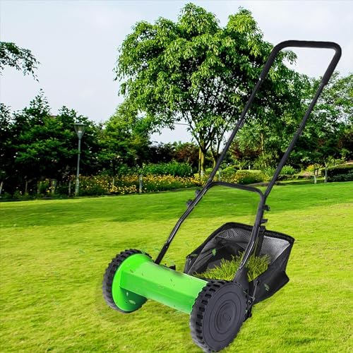 Manueller Rasenmäher, 40-cm-Rasenkehrmaschine, Rasenmäher Mit Kochfeldklinge, Schubspindel-Rasenmäher, Gartenkehrmaschine Mit Abnehmbarem Grasfangkorb, Viergangeinstellung