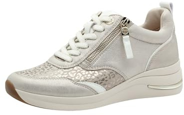 Tamaris Damen Wide Fit Damen Sneaker flach mit Schnürsenkeln mit Reißverschluss