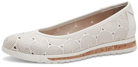 Jana Damen Ballerinas Runde Spitze Vegan, Weiß (White), 40 EU