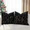 Lewondr Kissenbezug, 45x45CM Satz von 2 Kunstpelz gemütliche weiche Kissenbezug mit Luxus Pailletten Bestickt Weihnachtsbaum Kissenbezug für Bett Home Wohnzimmer, Schwarz & Golden
