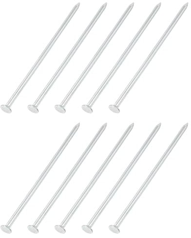 sourcing map 25Pcs Small Hardware Nails, 60D x 6 Carbon Steel Round Head Nail Common Finishing Nail for Household Woodworking Picture Hanging DIY Projects, Silver