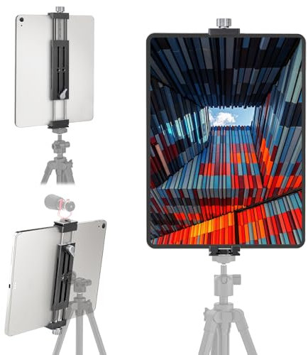 JUBORUI Alluminio Adattatore per treppiede per iPad, Supporto Tablet con Vite Da 1/4, Slitta Fredda, 2 Arca Swiss, Supporto Treppiede Tablet per iPad Pro, Air, Mini, 7,9-14 Table t Smartphone