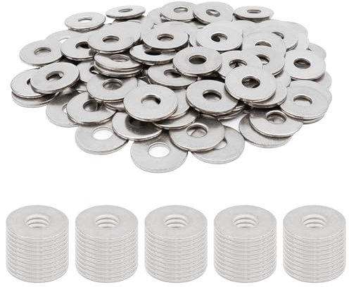 AMZSKU 100 arandelas grandes M8 DIN 9021 / ISO 7093, estándar, acero inoxidable A2, V2A, arandelas laterales