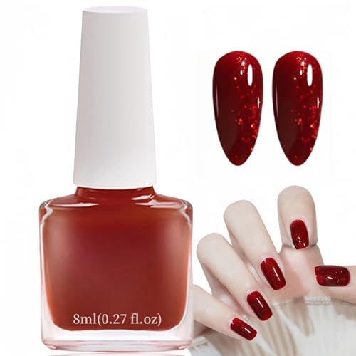 Gel Nail Polish,Red Nail Polish,Quick Dry Burgundy Nail Polish,Long Lasting Wine Red Cherry Red Nail Varnish for DIY Manicure,Burgundy Dark Red Nail Polish for Women,Water Based Natural Nail Polish
