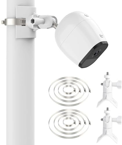 360 ° Verstellbare Wandmontage für Ring Stick Up Cam,Arlo Pro 4/2/3,Arlo Ultra,Arlo Essential Spotlight,Eufy Cam 2C Kamera,Abfluss/Stahlrohre Sicherheitssystem-Montage mit 4 einstellbaren Klemmringen