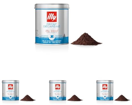 illy Coffee, Decaffeinated Ground Coffee, Medium Roast, Made From 100% Arabica, 125g (Pack of 4)