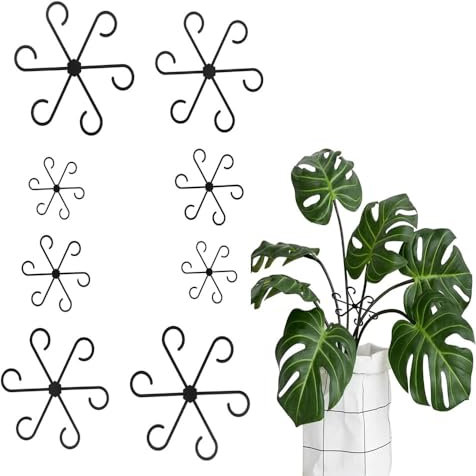 Changyeah Plant Support Shrub Holder, Pack of 8 Plant Support, Shrub Holder, Multiple Sizes, Garden Support Ring, Plant Clips for Support, for Support Potted Plants, Flowers, Vegetables (Black)