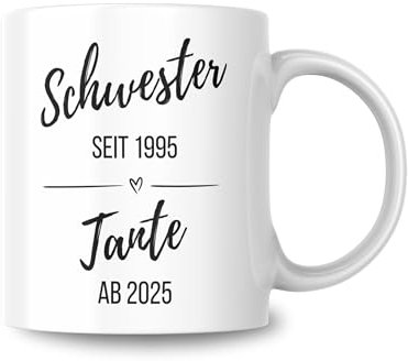 GRAVURITE - Tasse Schwangerschaft verkünden Du wirst Tante, Baby ankündigen, Überraschung Nachwuchs, Du wirst Onkel, Personalisierte Kaffeetasse, Keramik, Weiß