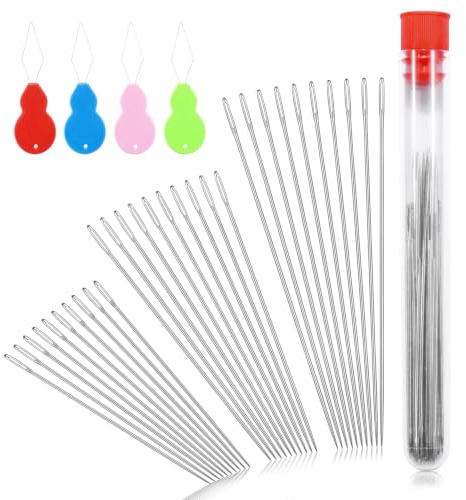 Nähnadeln mit großem Öhr zum Basteln, Handsticknadeleinfädler für Leder, Kreuzstichnadeln, Stopfen, Tapisserie, Quiltnadeln, Nähzubehör, 3 verschiedene Größen, 30 Stück