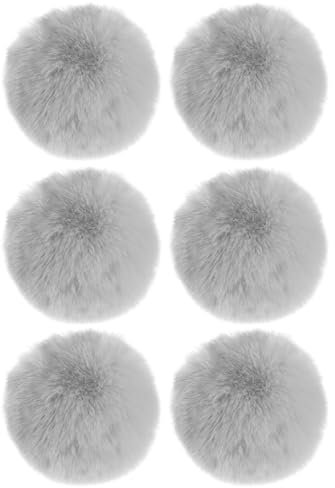 6 Stück Graue Pompons,7cm Waschbar Pompons,Weicher Und Bequemer Bommel für MüTze,pompons Aus Kunstfell,für Diy Haarnadeln,Ohrringe,Halsketten,Schuhe,Tasche ZubehöR,Hochzeitsaccessoires.